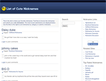 Tablet Screenshot of listofcutenicknames.com